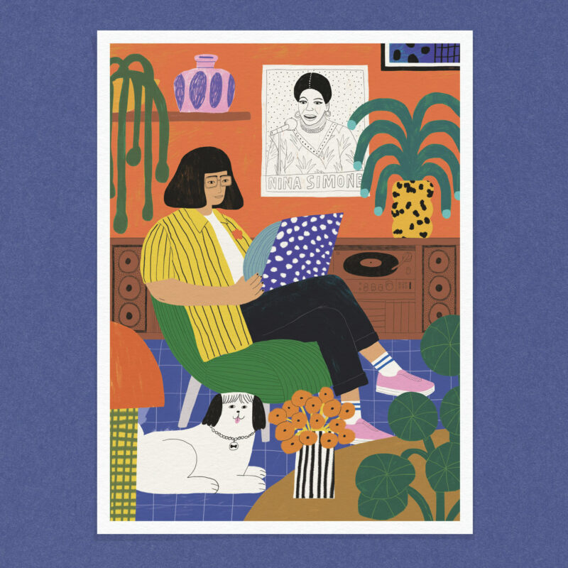 AFF22 - LA FILLE AU VINYLE - 30X40 CM