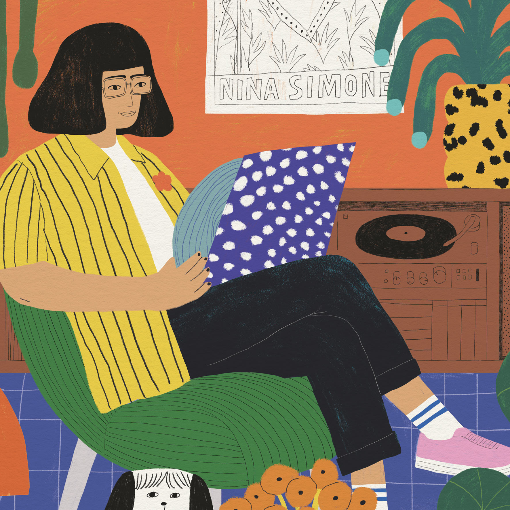 AFF22 - LA FILLE AU VINYLE - 30X40 CM