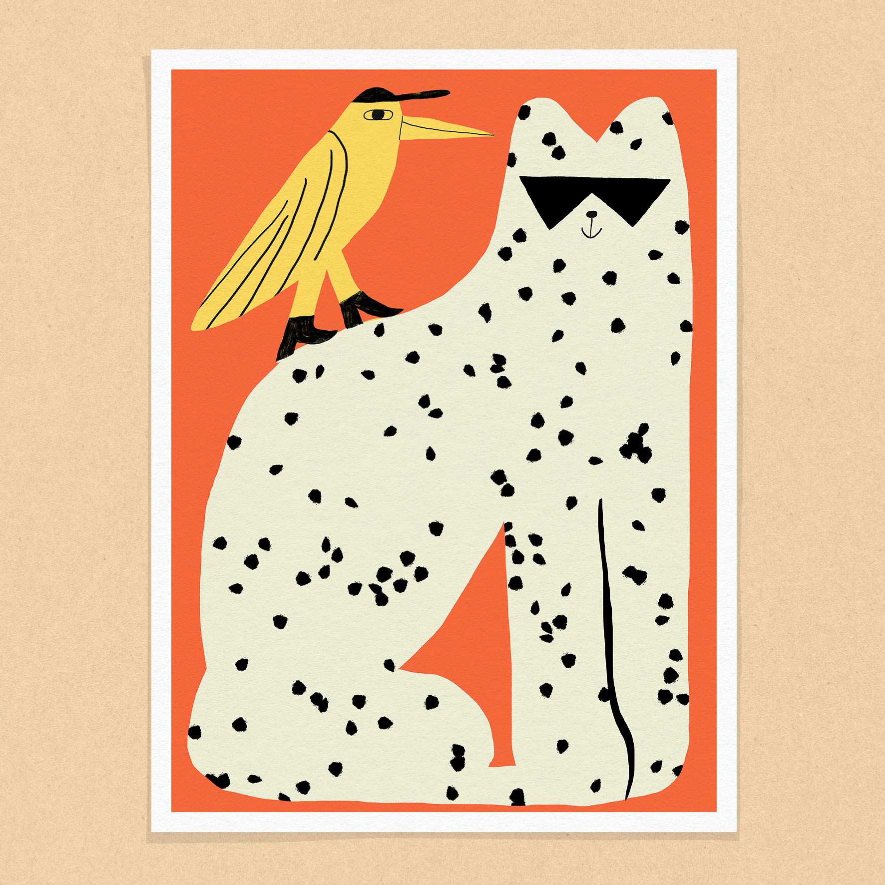 AFF147 - LE CHAT ET L'OISEAU - 30X40CM